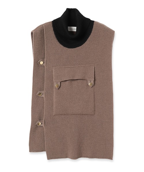 CULLNI(クルニ)の「22-AW-043 / Turtleneck Military Knit Vest(ベスト・メンズ・アッシュブラウン/カーキ/キナリ/ブラック・ONE SIZE)」の10枚目の写真