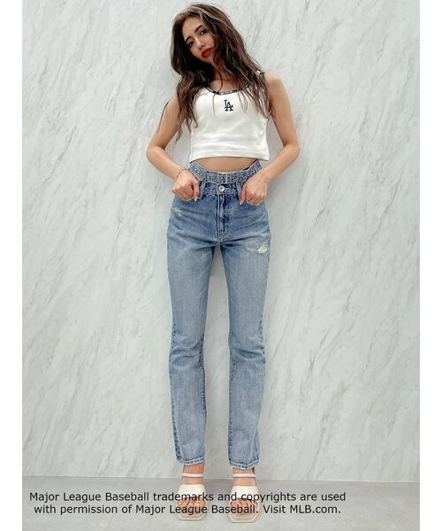 GYDA(ジェイダ)の「GYDA×MLBロゴバインダーデザインビスチェ(タンクトップ・レディース・チャコールグレー/ベージュ/オフホワイト・FREE)」の18枚目の写真