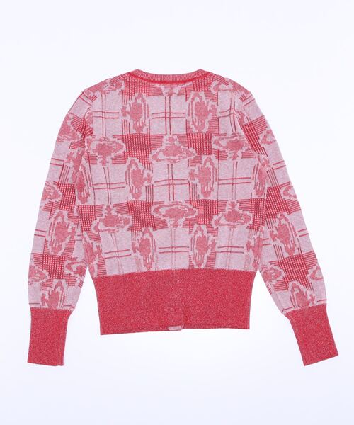 Vivienne Westwood（ヴィヴィアンウエストウッド）の「MESSY ORB TARTAN KNITｸﾙｰﾈｯｸｶｰﾃﾞｨｶﾞﾝ（ニット/セーター・レディース・ブラック系/レッド系・FREE）」の3枚目の写真