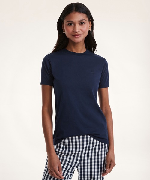 BROOKS BROTHERS（ブルックスブラザーズ）の「GF スーピマコットンジャージー ソリッド Tシャツ（Tシャツ/カットソー・レディース・ブラック/ネイビー/ライトブルー/ホワイト・SMALL/MEDIUM/X-SMALL）」の4枚目の写真