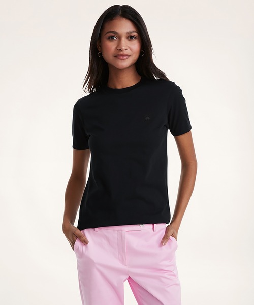 BROOKS BROTHERS（ブルックスブラザーズ）の「GF スーピマコットンジャージー ソリッド Tシャツ（Tシャツ/カットソー・レディース・ブラック/ネイビー/ライトブルー/ホワイト・SMALL/MEDIUM/X-SMALL）」の3枚目の写真