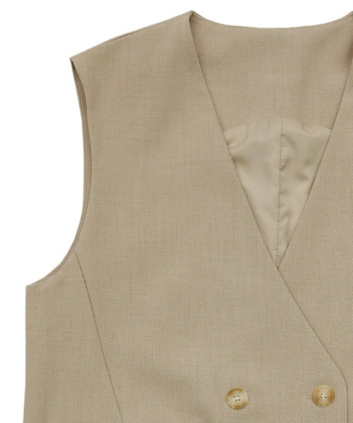 select moca【美品】 ベージュ オーバーサイズ ノーカラー セット ノーカラールーズベストセットアップ（セットアップ）｜select