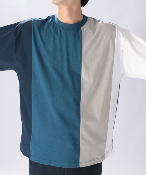 niko and...(ニコアンド)の「アソートカラーブロックTシャツ(Tシャツ/カットソー・メンズ・ブラック/オフホワイト/ブルー/グリーン・MEDIUM/LARGE)」の17枚目の写真