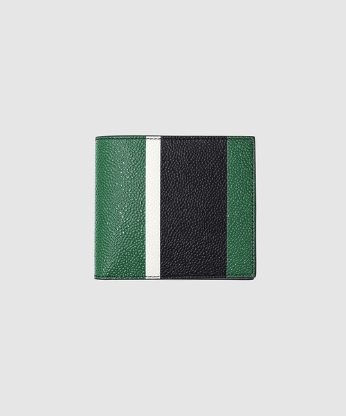 BILLFOLD IN 3D REPP STRIPES PRINT ON PEBBLE GRAIN LEATHER