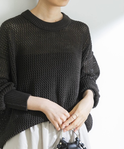 URBAN RESEARCH（アーバンリサーチ）の「メッシュニット（ニット/セーター・レディース・ブラウン/アイボリー/ブルー系その他・FREE）」の10枚目の写真
