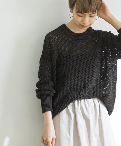 URBAN RESEARCH（アーバンリサーチ）の「メッシュニット（ニット/セーター・レディース・ブラウン/アイボリー/ブルー系その他・FREE）」の11枚目の写真
