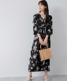 シックフラワープリントワンピース