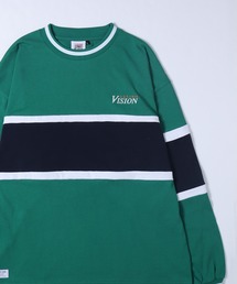 【VISION STREET WEAR】ビッグシルエット リブライン切替え ロングスリーブTシャツ