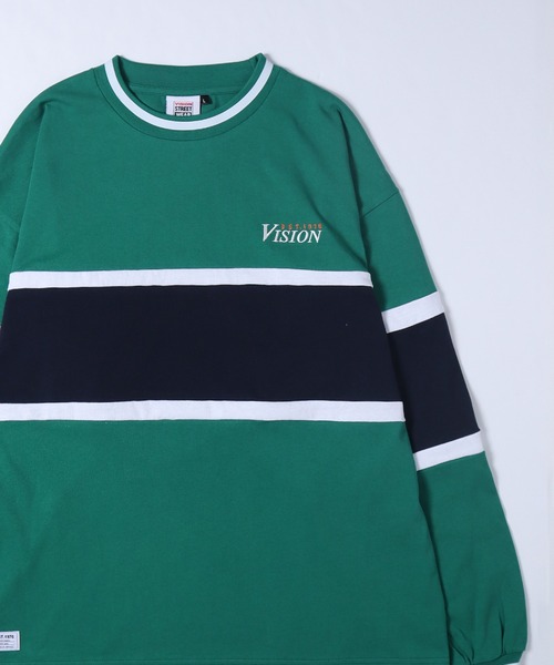 VISION STREET WEAR（ヴィジョンストリートウェア）の「【VISION STREET WEAR】ビッグシルエット リブライン切替え ロングスリーブTシャツ（Tシャツ/カットソー・レディース・グレー/グリーン/ブラック・LARGE/MEDIUM/X-LARGE）」の3枚目の写真