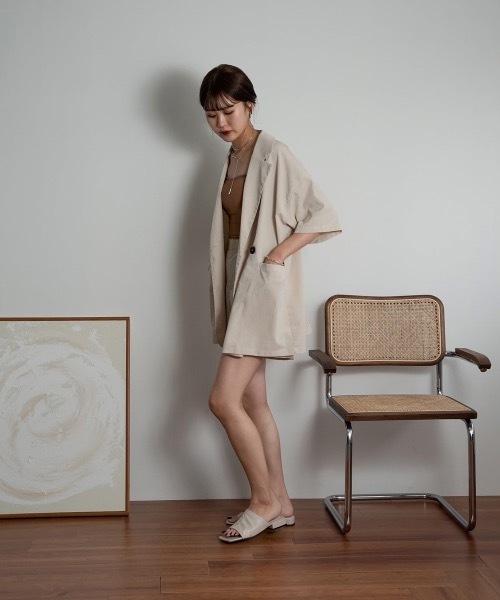 Amiur（エミレ）の「crape material set up（セットアップ・レディース・ベージュ/アイボリー・FREE）」の6枚目の写真