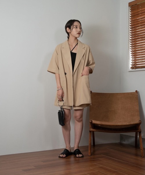 Amiur（エミレ）の「crape material set up（セットアップ・レディース・ベージュ/アイボリー・FREE）」の3枚目の写真