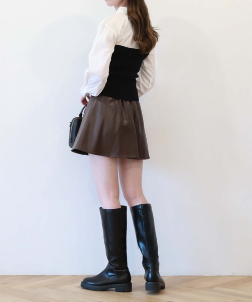archives - archives ビスチェ付きトップス アルシーヴ archives ラメニットビスチェ×シャツSET （BLK