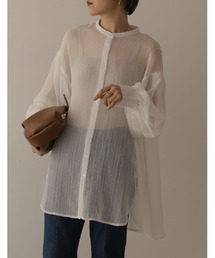 Re:EDIT | [2022A/W PRE ORDER]シアーストライプマオカラーシャツ(シャツ/ブラウス)