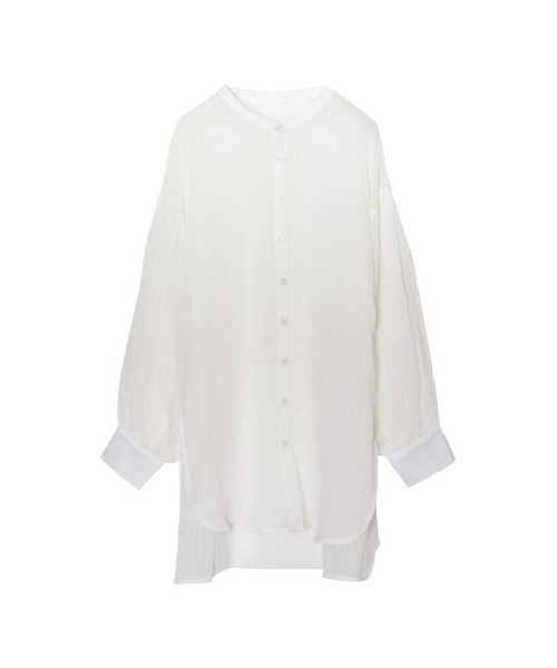 Re:EDIT（リエディ）の「[2022A/W COLLECTION]シアーストライプマオカラーシャツ（シャツ/ブラウス・レディース・ベージュ/ホワイト・LARGE/MEDIUM）」の11枚目の写真