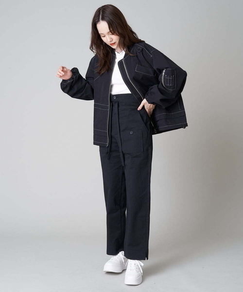 A de a.v.v(アードアー・ヴェ・ヴェ)の「ベルト付きハイウエストストレートパンツ(その他パンツ・レディース・ブラック/ベージュ・38/36)」の6枚目の写真