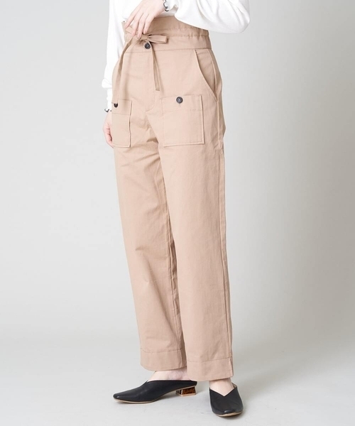 A de a.v.v(アードアー・ヴェ・ヴェ)の「ベルト付きハイウエストストレートパンツ(その他パンツ・レディース・ブラック/ベージュ・38/36)」の4枚目の写真