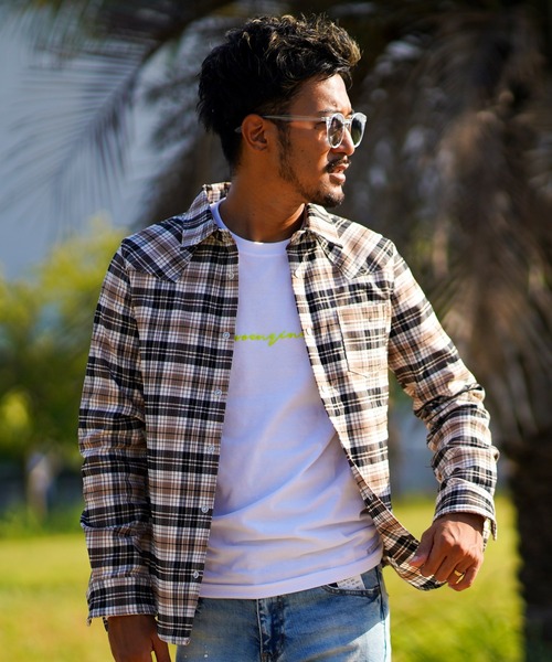 adamsJUGGLER(アダムスジャグラー)の「ヴェアリアスチェックロングシャツ(シャツ/ブラウス・メンズ・ブラック/ベージュ・L/XL/M/S)」の14枚目の写真