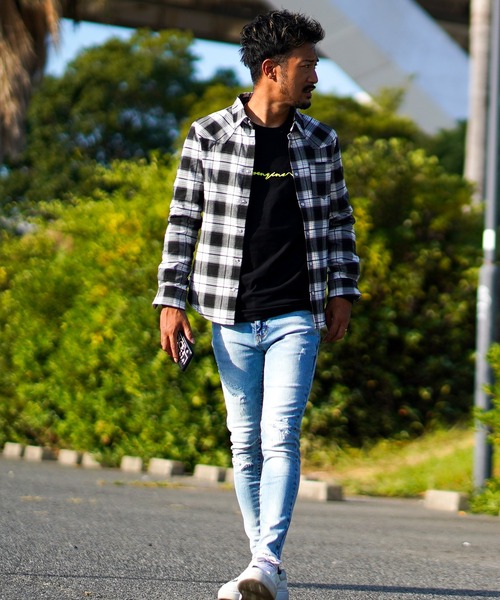 adamsJUGGLER(アダムスジャグラー)の「ヴェアリアスチェックロングシャツ(シャツ/ブラウス・メンズ・ブラック/ベージュ・L/XL/M/S)」の4枚目の写真