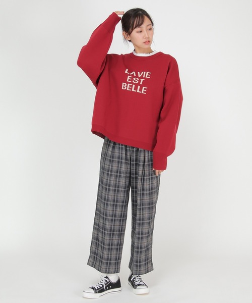 LBC(エルビーシー)の「ジャカードロゴニット(ニット/セーター・レディース・バーガンディー/ダークネイビー・M)」の3枚目の写真