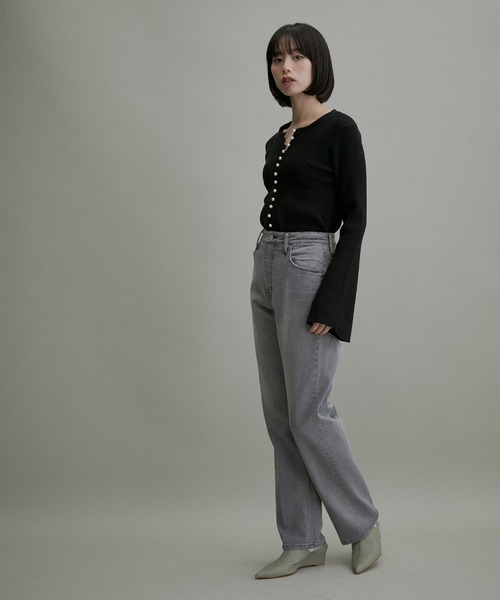 【WEB限定】パールボタンコンパクトニット