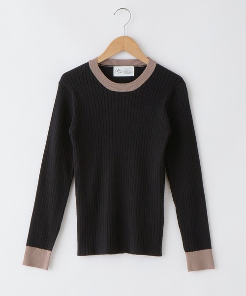 Chaco closet（チャコ クローゼット）の「バイカラーコンパクトリブニット（ニット/セーター・レディース・ベージュ/ライム/グリーン/ピンク/アイボリー/ブラック・FREE）」の21枚目の写真