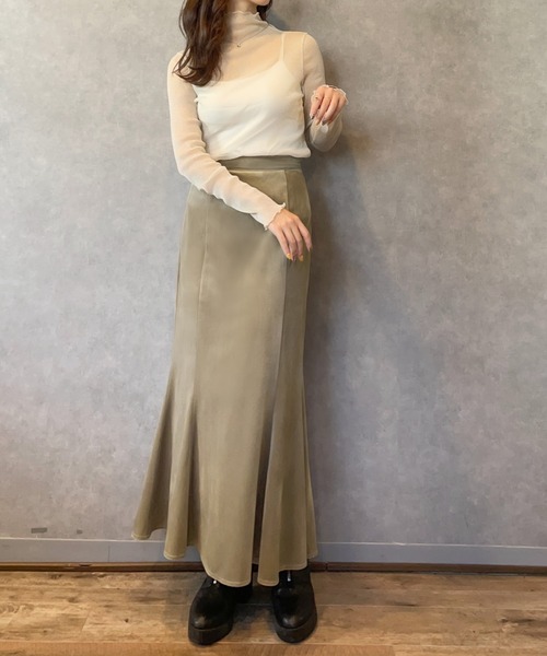junoah（ジュノア）の「ベロアマーメイドスカート（スカート・レディース・モカ/ライトベージュ/ピンク系その他/ブラック・MEDIUM/LARGE/X-LARGE）」の8枚目の写真