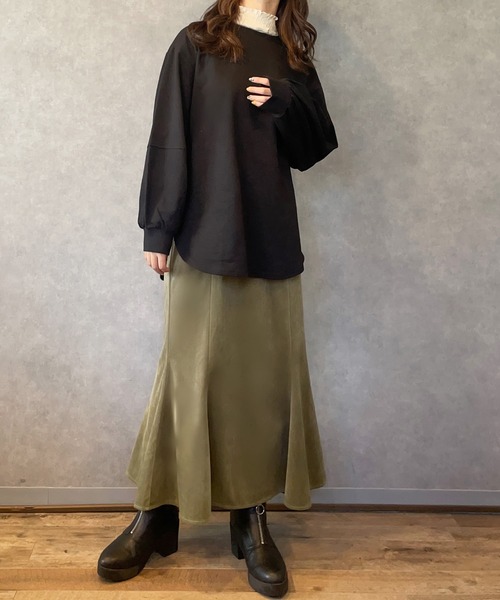 junoah（ジュノア）の「ベロアマーメイドスカート（スカート・レディース・モカ/ライトベージュ/ピンク系その他/ブラック・MEDIUM/LARGE/X-LARGE）」の12枚目の写真