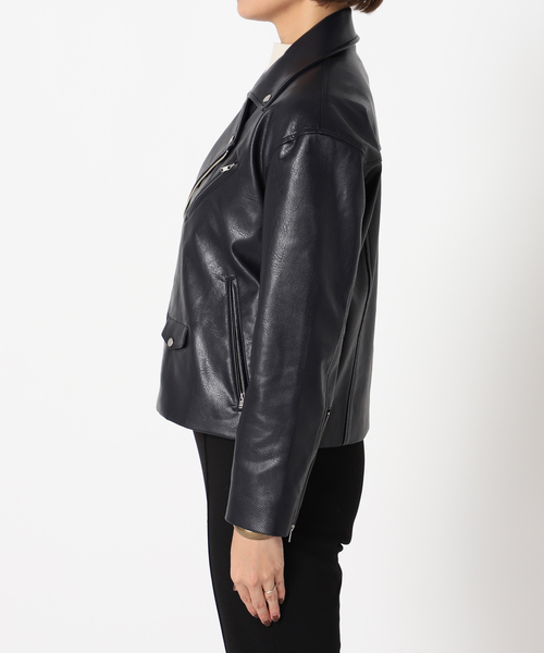 B.C STOCK（ベーセーストック）の「ビーガンレザーWライダース（ライダースジャケット・レディース・ブラック/ベージュ・FREE）」の9枚目の写真