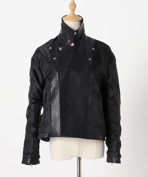 B.C STOCK（ベーセーストック）の「ビーガンレザーWライダース（ライダースジャケット・レディース・ブラック/ベージュ・FREE）」の6枚目の写真