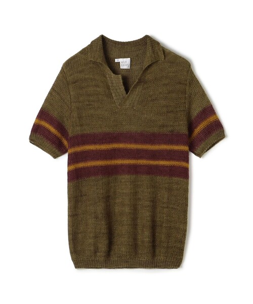 TOMORROWLAND (トゥモローランド)の「knit brary ボーダー スキッパーポロ(ニット/セーター・メンズ・ブラック系その他/イエロー系その他2・L/M)」の1枚目の写真