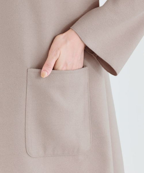 BEIGE, ベイジ★ダブルフェイス ノーカラーコート ウール【2021秋冬】 BEIGE，｜ベイジ，のコート通販｜ELLE SHOP (エル・ショップ)