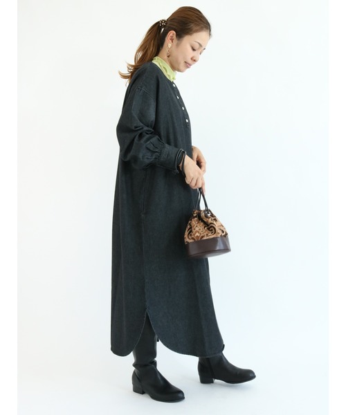 Lugnoncure（ルノンキュール）の「前後2WAYデニムワンピース（ワンピース・レディース・ブラック/ネイビー・ﾌﾘ-）」の2枚目の写真