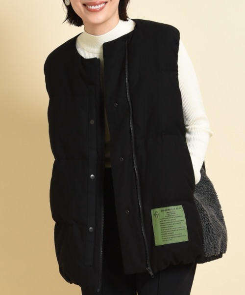 blanc basque(ブランバスク)の「【BLANC basque】モールスキン*ボアベスト(その他アウター・レディース・カーキ/ブラック・FREE)」の1枚目の写真