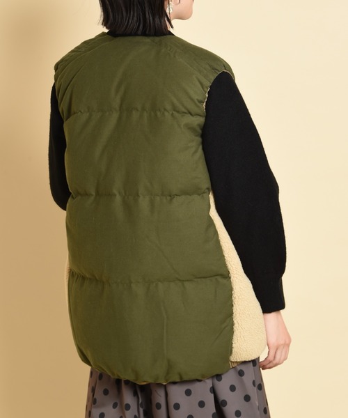 blanc basque(ブランバスク)の「【BLANC basque】モールスキン*ボアベスト(その他アウター・レディース・カーキ/ブラック・FREE)」の5枚目の写真