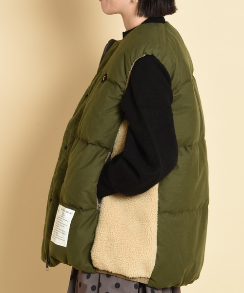 blanc basque(ブランバスク)の「【BLANC basque】モールスキン*ボアベスト(その他アウター・レディース・カーキ/ブラック・FREE)」の6枚目の写真