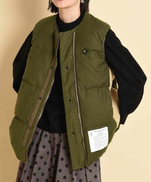 blanc basque(ブランバスク)の「【BLANC basque】モールスキン*ボアベスト(その他アウター・レディース・カーキ/ブラック・FREE)」の7枚目の写真