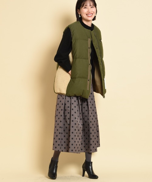 blanc basque(ブランバスク)の「【BLANC basque】モールスキン*ボアベスト(その他アウター・レディース・カーキ/ブラック・FREE)」の9枚目の写真