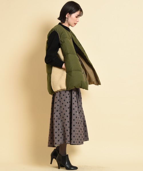 blanc basque(ブランバスク)の「【BLANC basque】モールスキン*ボアベスト(その他アウター・レディース・カーキ/ブラック・FREE)」の10枚目の写真