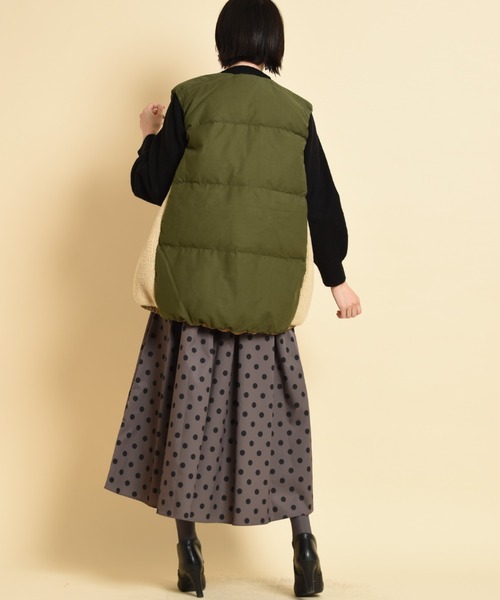 blanc basque(ブランバスク)の「【BLANC basque】モールスキン*ボアベスト(その他アウター・レディース・カーキ/ブラック・FREE)」の11枚目の写真