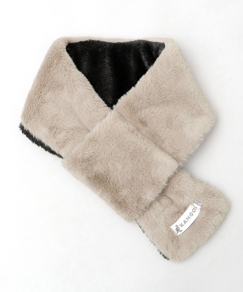 KANGOL(カンゴール)の「ファー 中綿 ティペット / 裏ボア 中綿マフラー(マフラー・レディース・ベージュ/ブラック・FREE)」の6枚目の写真