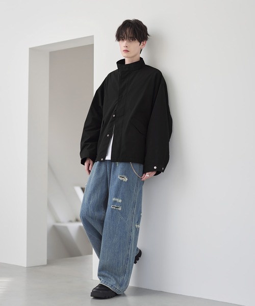 セール】ビッグシルエットドロップショルダーショートモッズブルゾンM