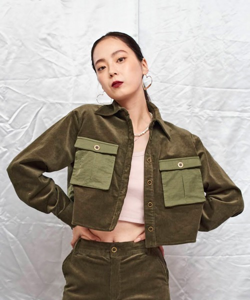 atmos pink（アトモスピンク）の「atmos pink コーデュロイ カーゴシャツ / アトモスピンク コーデュロイ カーゴシャツ（シャツ/ブラウス・レディース・ブラック/ベージュ/カーキ・S/M）」の3枚目の写真