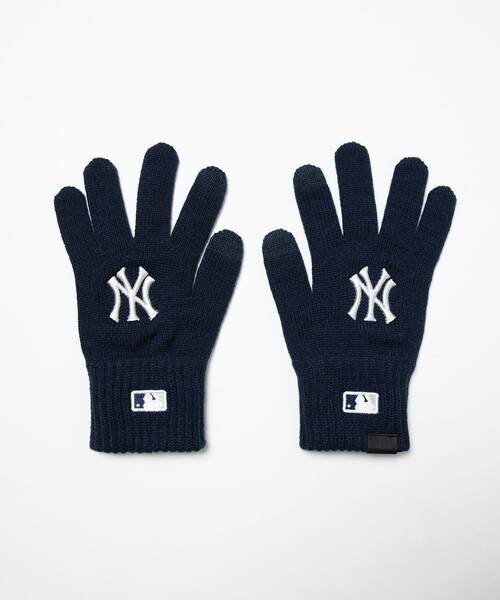 FREAK'S STORE（フリークスストア）の「MLB/エムエルビー 別注 MLB New York Yankees GLOBE/ニューヨーク ヤンキース グローブ（手袋・メンズ・ブラック/ネイビー・ﾌﾘ-）」の4枚目の写真