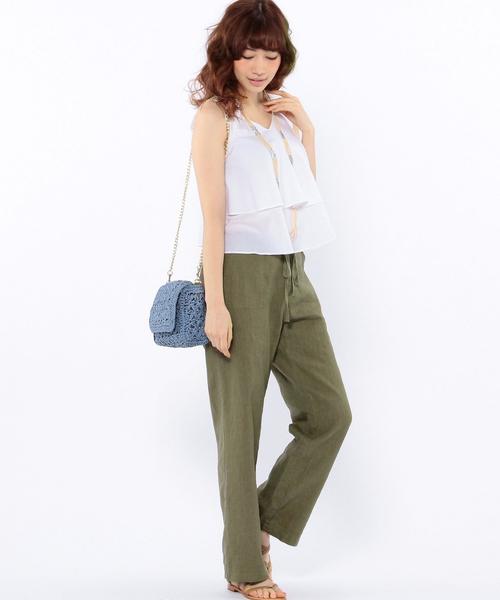 Another Edition（アナザーエディション）の「ソリッドイージーパンツ/AEBC SOLID EASY PT◆（その他パンツ・レディース・オリーブ/ライトブルー・ﾌﾘ-/フリー）」の6枚目の写真