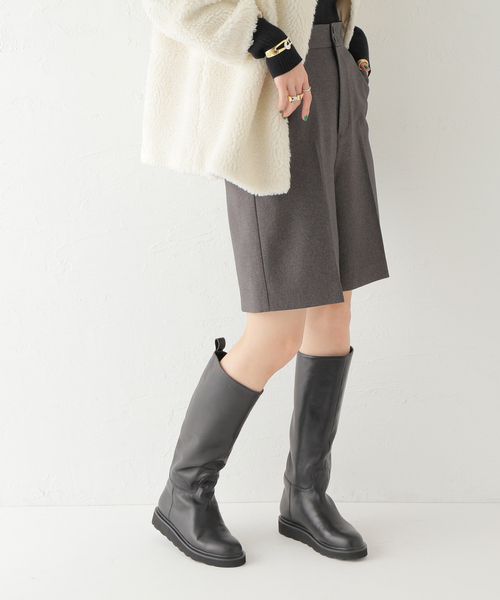 JOURNAL STANDARD relume（ジャーナルスタンダード　レリューム）の「ウォッシャブルサージストレッチハーフパンツ（その他パンツ・レディース・チャコールグレー/ブラック・FREE）」の3枚目の写真