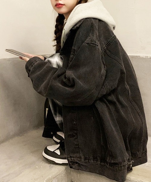 EPICKS（エピックス）の「フード付きデニムジャケット（デニムジャケット・レディース・ブルー/ブラック・M/L）」の3枚目の写真