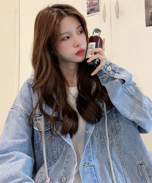 EPICKS（エピックス）の「フード付きデニムジャケット（デニムジャケット・レディース・ブルー/ブラック・M/L）」の8枚目の写真