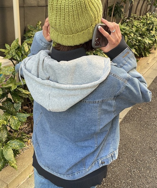 EPICKS（エピックス）の「フード付きデニムジャケット（デニムジャケット・レディース・ブルー/ブラック・M/L）」の10枚目の写真