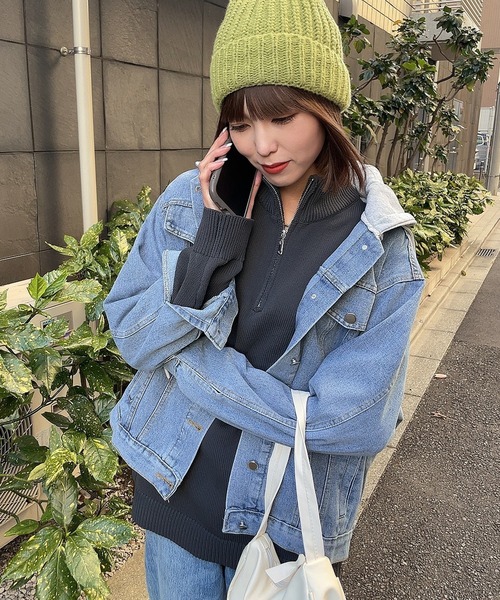 EPICKS（エピックス）の「フード付きデニムジャケット（デニムジャケット・レディース・ブルー/ブラック・M/L）」の11枚目の写真