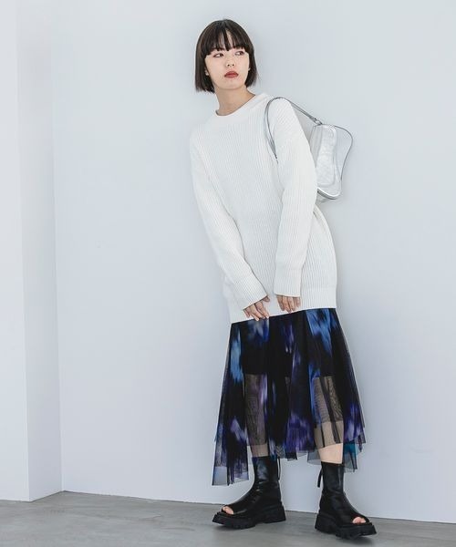 JEANASIS（ジーナシス）の「5Gコットンアゼクルーネックプルオーバー（ニット/セーター・レディース・グレー/オフホワイト/ブルー/ピンク・FREE）」の7枚目の写真